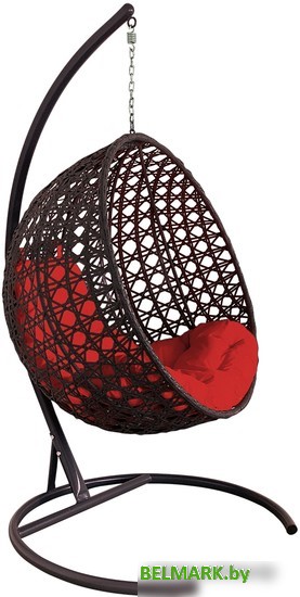 Подвесное кресло M-Group Круг Люкс 11060206 (коричневый ротанг/красная подушка) - фото