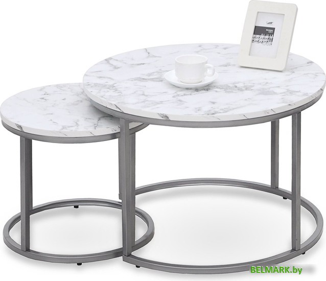 Журнальный столик Halmar Paola (мрамор/серебристый) - фото