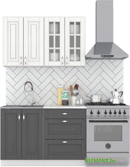 Готовая кухня Интермебель Бостон-1 1.2 (акация белая/акация графит/тунис) - фото