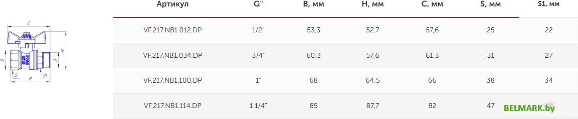 Шаровый кран Valfex DeltaPro ВР/НР 3/4" VF.218.NB1.034.DP (бабочка) - фото2