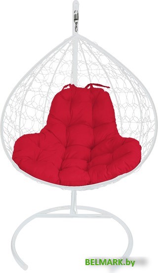 Подвесное кресло M-Group XL 11120106 (белый ротанг/красная подушка) - фото