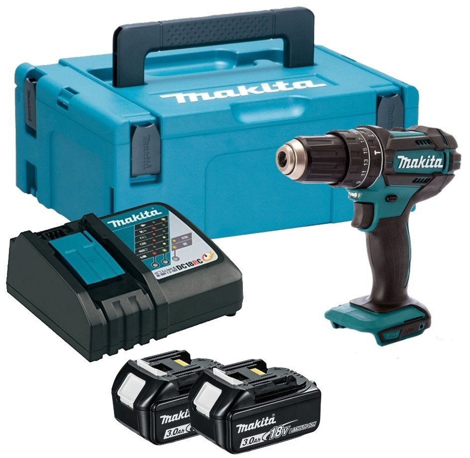 Ударная дрель-шуруповерт Makita DHP482RFJ (с 2-мя АКБ, кейс) - фото