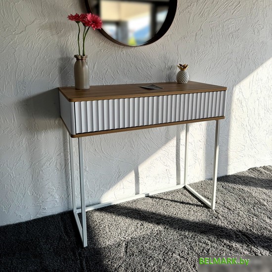 Консольный стол Shtabe Royal 5011 эко (белый/дуб кантри золотой/белый) - фото