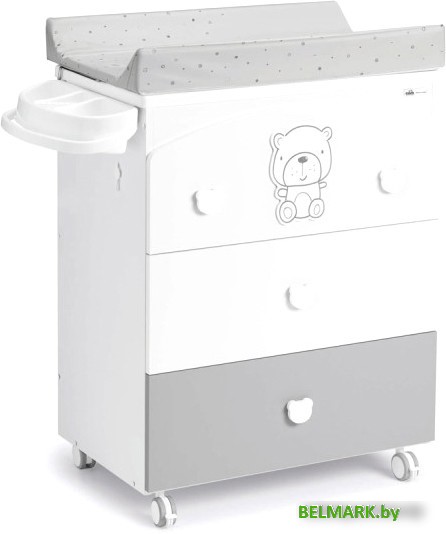 Детский комод CAM Cassettiera Orso Тедди серый G262-C262 (белый/серый-серый) - фото
