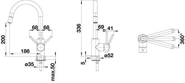 Смеситель Blanco Mida-S Silgranit (антрацит) [521455] - фото2