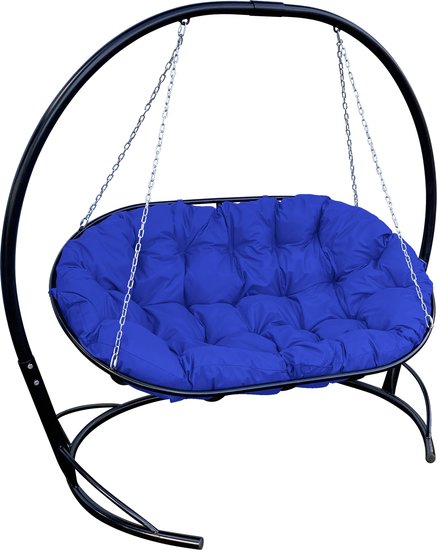 Подвесной диван M-Group Мамасан 12120410 (черный/синяя подушка) - фото