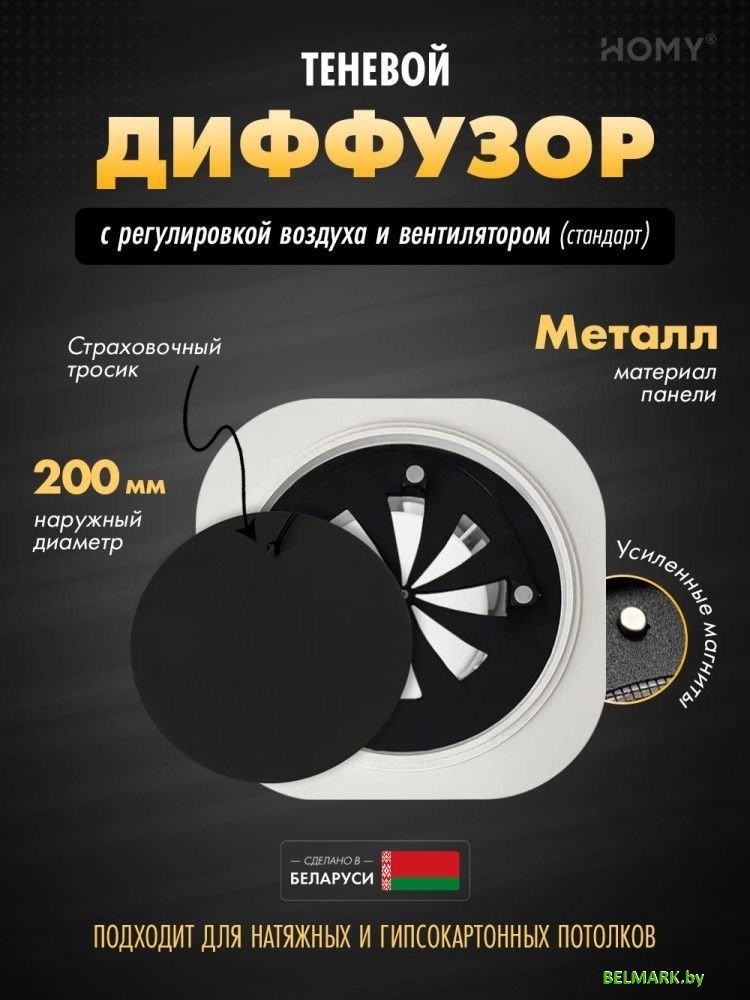 Вентиляционная решетка HOMY AIR круглый A125BRS d200 (черная) - фото