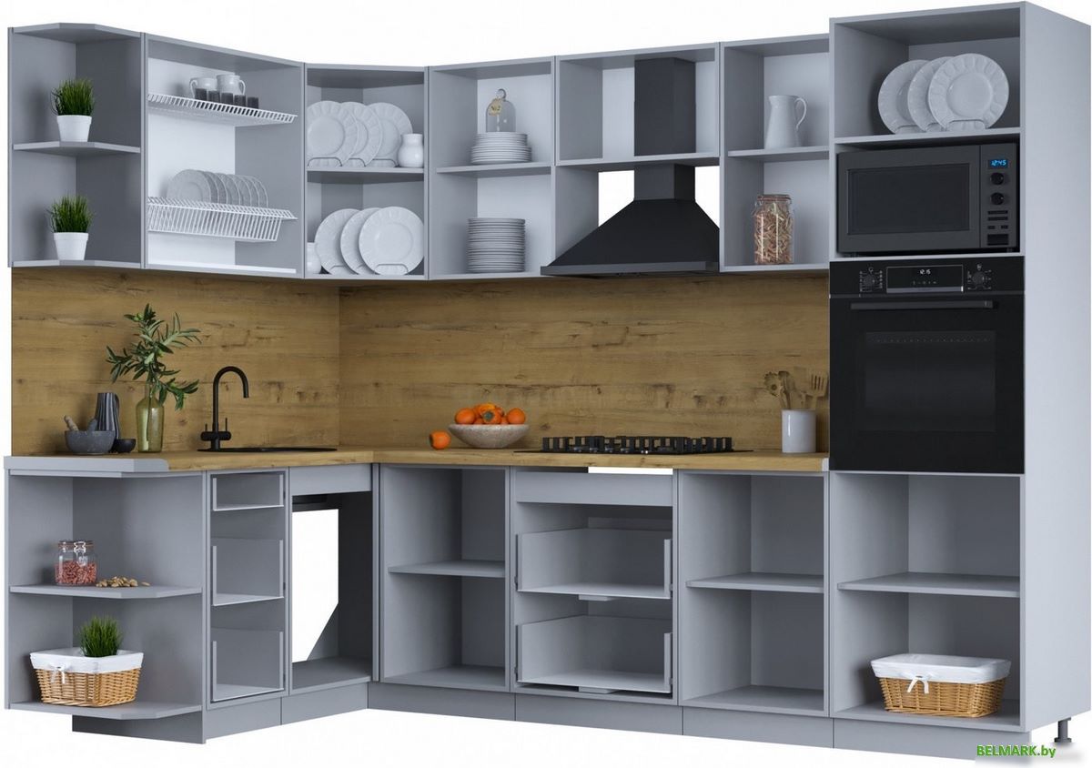 Готовая кухня Интерлиния Тренд 1.68x2.8 ВТ левая (луна/луна/бискайская сосна) - фото2