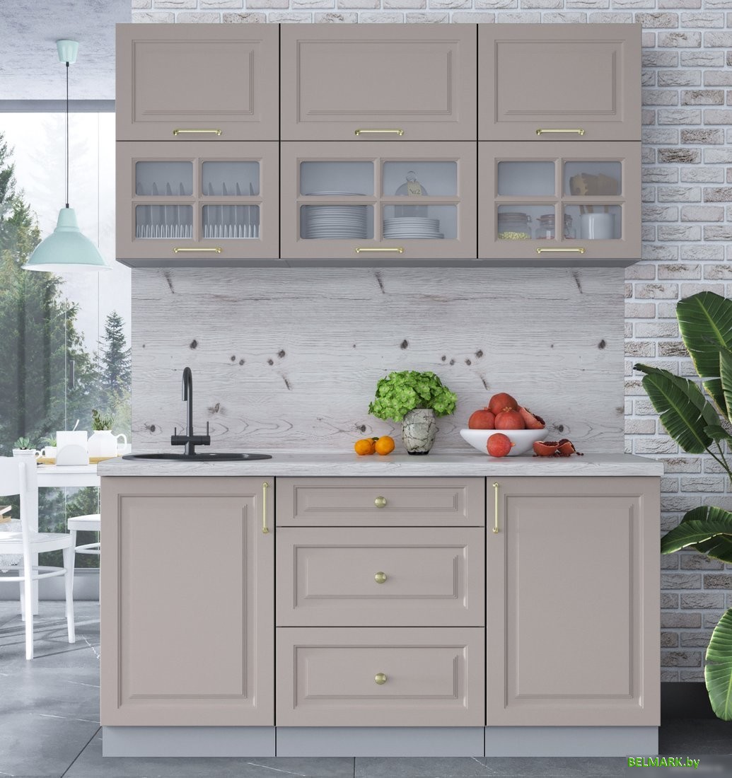 Готовая кухня Интерлиния Мила Шато 1.6Б (луна/луна/бискайская сосна) - фото2