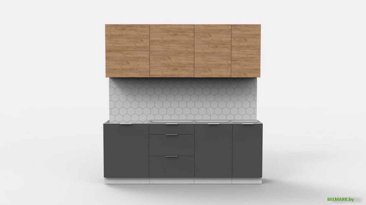 Готовая кухня Интермебель Микс Топ-36 2.1м без столешницы (дуб крафт золотой/графит серый) - фото2