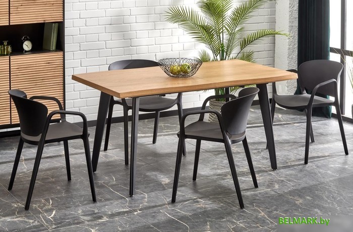 Кухонный стол Halmar Dickson 2 150-210/90/75 (натуральный/черный) - фото