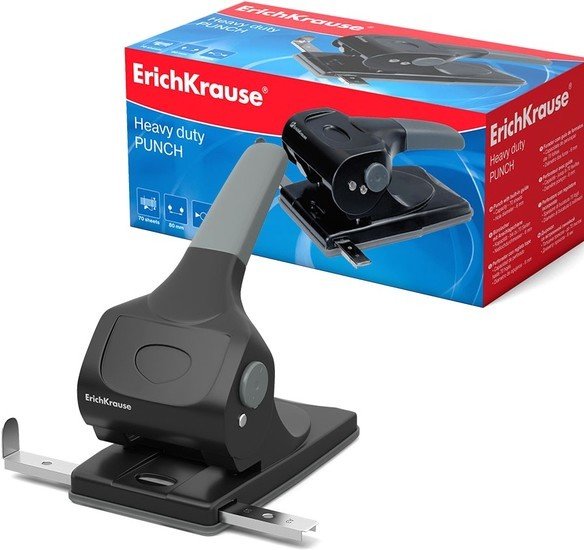 Дырокол Erich Krause мощный черный 5407 (до 70 л) - фото
