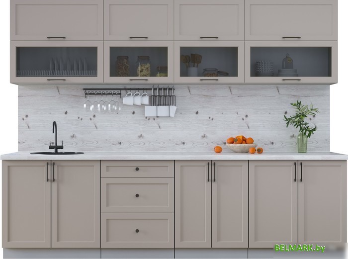 Готовая кухня Интерлиния Тренд 2.8Б (луна/луна/бискайская сосна) - фото