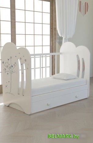 Классическая детская кроватка VDK Wind Tree маятник с ящиком (белый) - фото2