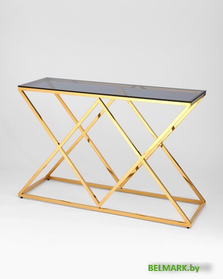 Консольный стол Stool Group Инсигния 120x40 ECST-026-TG-SK (стекло Smoke/сталь золото) - фото2