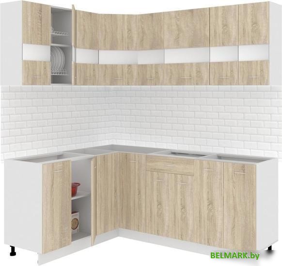 Угловая кухня Кортекс-мебель Корнелия Экстра 1.5x2.0 без столешницы (дуб сонома) - фото