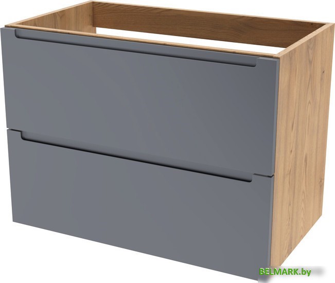 ЗОВ Тумба под умывальник Дион 80 D80LHO0M7015МKV5 (графит матовый/дуб) - фото