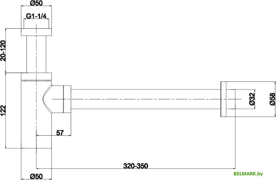 Сифон Whitecross A186NIB (брашированный никель) - фото2