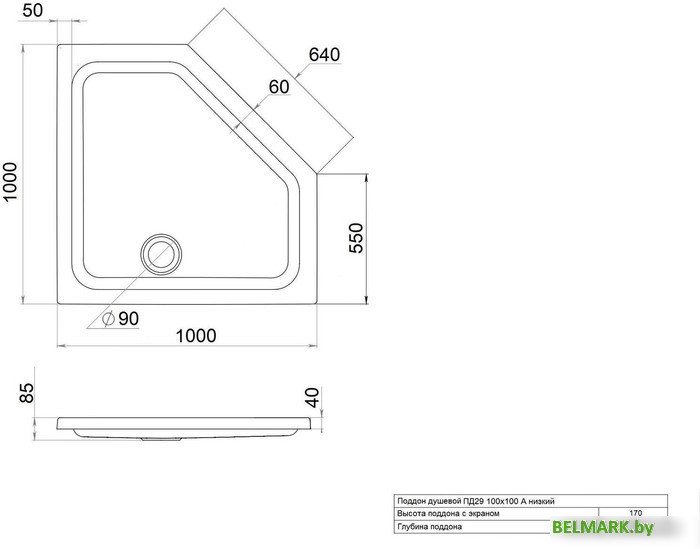 Душевой поддон Triton ПД28 90x90 - фото2