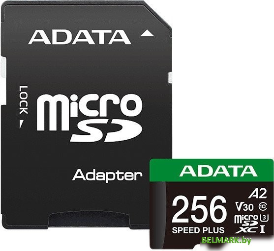 Карта памяти ADATA SPEED PLUS microSDXC 256GB UD256GUI3V30A2SP-RA1 (с адаптером) - фото