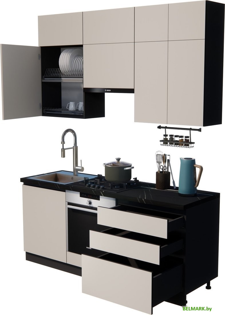 Готовая кухня ВерсоМебель Эко Премиум 1.9 (кашемир/ст. тунис) - фото2