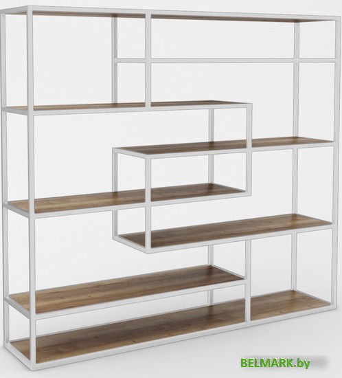 Стеллаж Hype Mebel Зиг-Заг 200x150 (белый/дуб галифакс олово) - фото