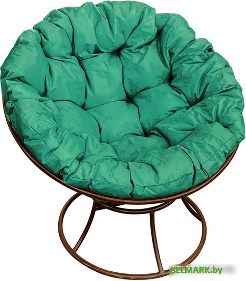 Кресло M-Group Папасан 12010204 (коричневый/зеленая подушка) - фото