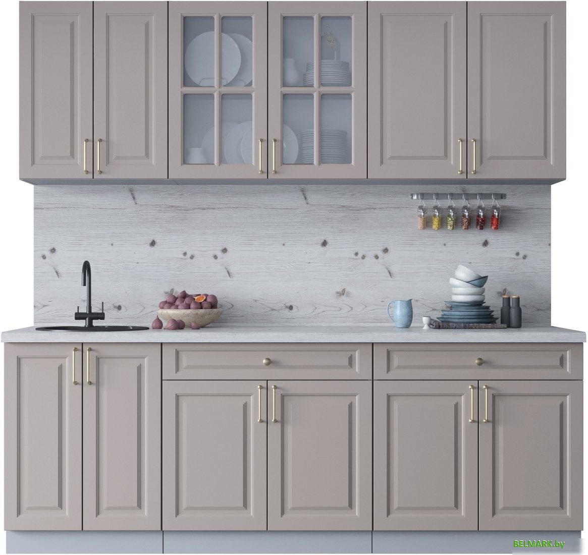 Готовая кухня Интерлиния Мила Шато 2.2А (луна/луна/бискайская сосна) - фото