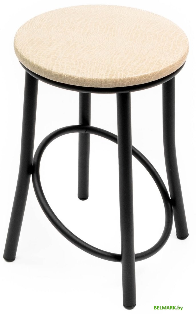 Табурет ВВР Сфера (бежевый корокодил/черный, экокожа) - фото