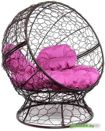 Кресло M-Group Апельсин 11520208 (коричневый ротанг/розовая подушка) - фото