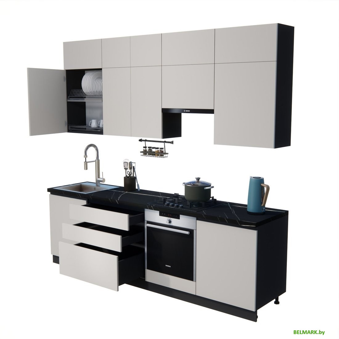 Готовая кухня ВерсоМебель Эко Премиум 2.6 (кашемир/ст. тунис) - фото2