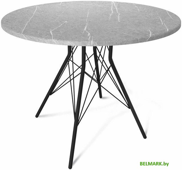 Кухонный стол Sheffilton SHT-TU2-1/ТТ 90 МДФ SHT-T210 (черный муар/серый мрамор) - фото