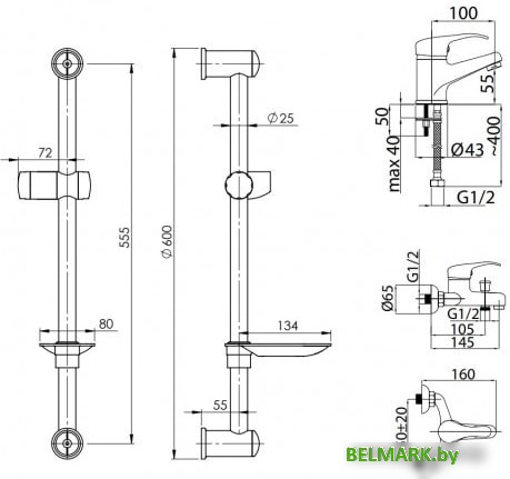 Комплект смесителей Rubineta Optima 10 + Optima 18 + Varianta Delta 625105 - фото2