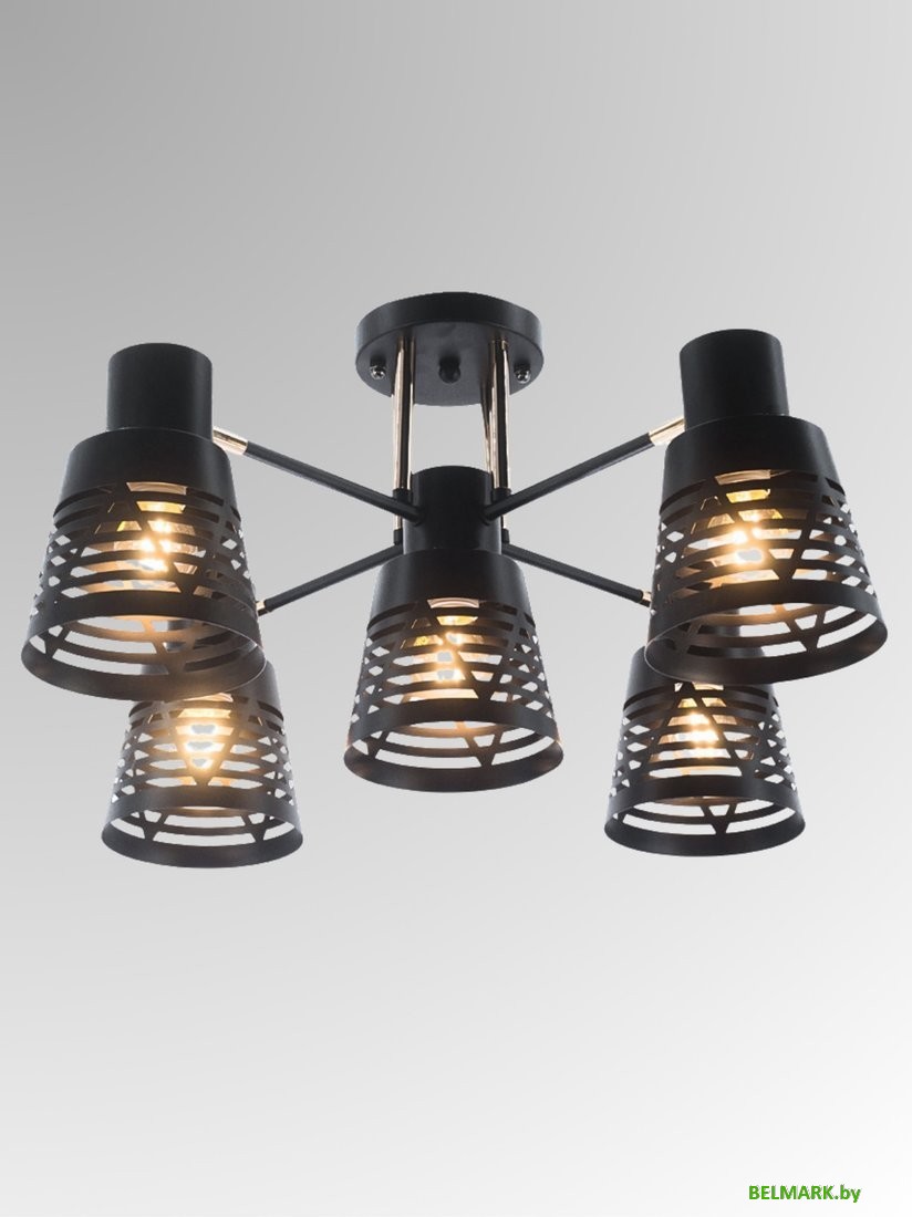 Люстра средней высоты Aitin Pro НПБ 02-5x60-101 6074/5 (черный/золото) - фото2