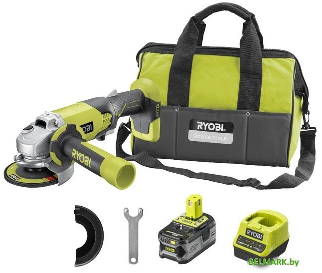 Угловая шлифмашина Ryobi R18AG-140S 5133003876 (с 1-им АКБ, сумка) - фото