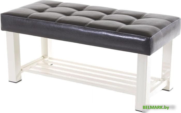 Банкетка AMC Lux 4 с полкой кожзам бежевый/коричневый/бежевый 4.1Б100323 - фото