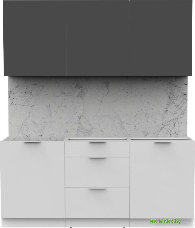 Готовая кухня Интермебель Микс Топ-4 1.8м без столешницы (графит серый/белый премиум) - фото