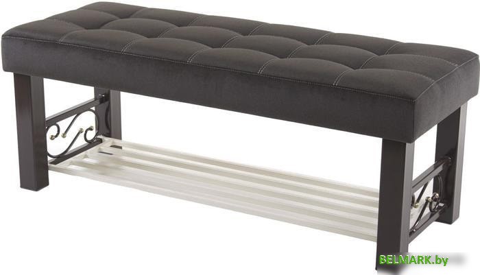 Банкетка AMC Lux 5 с полкой ткань коричневый/коричневый/бежевый 5.2Б120223 - фото