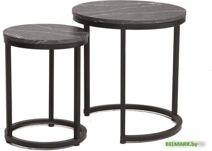 Журнальный столик Signal HOLA (2 шт., черный мрамор/черный) - фото