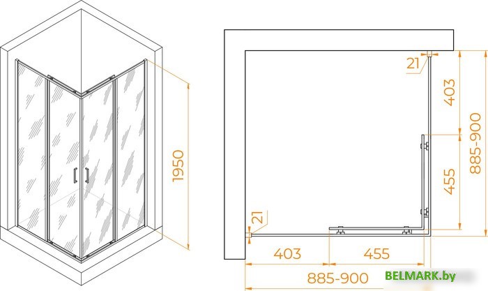 Душевой уголок RGW PA-030B 3508103099-24 90x90 (черный/матовое-сатинат стекло) - фото2