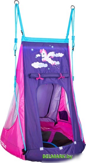Подвесные качели Hudora 90 с палаткой Pony LED 72149 - фото