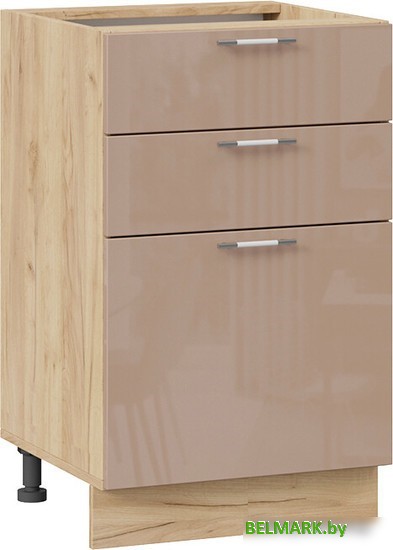 Шкаф напольный Трия Весна 1Н5Я3 (дуб крафт золотой/кофе с молоком) - фото