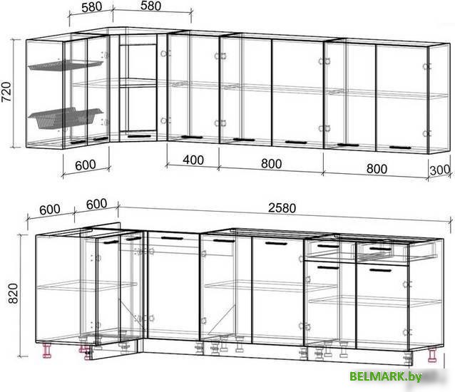 Готовая кухня Интерлиния Мила 12x26 без столешницы (серебристый/дуб золотой) - фото2