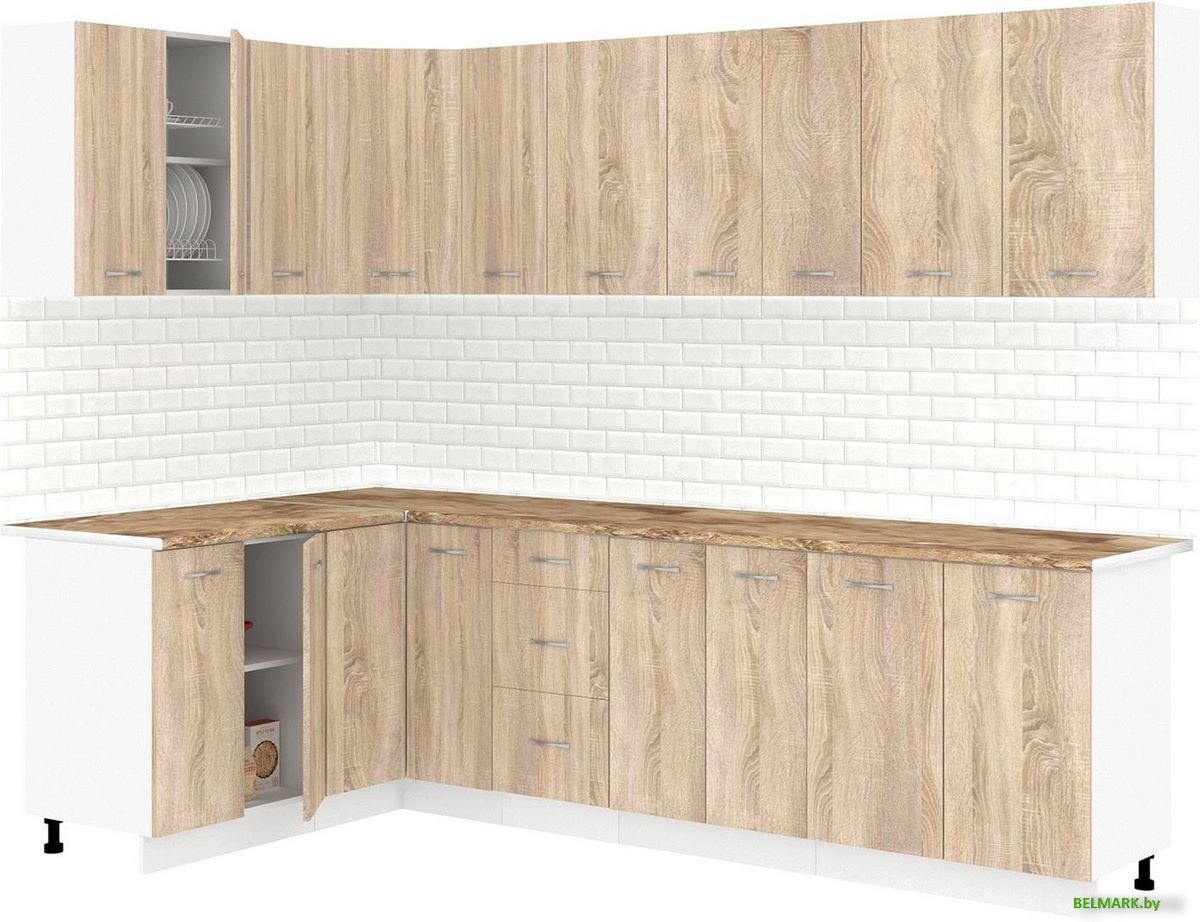 Готовая кухня Кортекс-мебель Корнелия Лира 1.5x2.7 (дуб сонома/мадрид) - фото