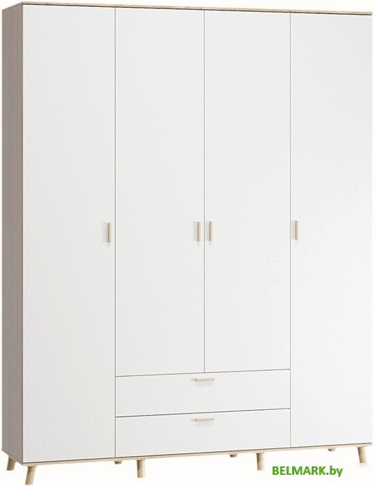 Шкаф распашной Мебельград Берн (дуб натуральный светлый/белый аляска) - фото