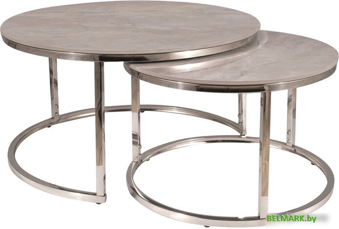 Журнальный столик Signal PORTAFINO B 80 см (2 шт., серый/хром) - фото