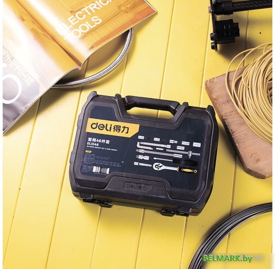 Набор трещотка с головками и битами Deli DL1046 (46 предметов) - фото2