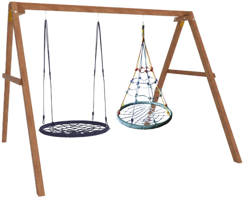 Стационарные качели Капризун Деревянные с гнездом с паутинкой и гнездом 100 Р911-59 - фото2