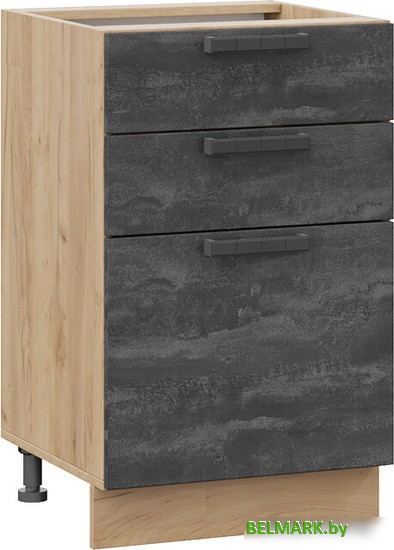 Шкаф напольный Трия Детройт 1Н5Я3 (дуб крафт золотой/угольный камень) - фото
