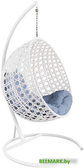 Подвесное кресло M-Group Круг Люкс 11060109 (белый ротанг/серая подушка) - фото